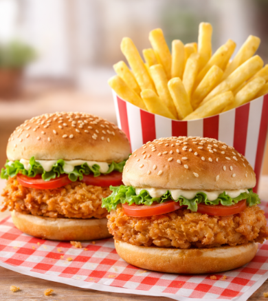 2 chicken slider with fries